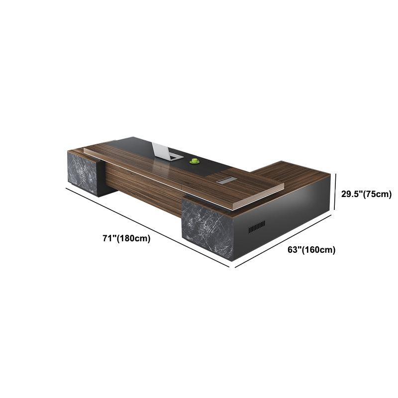 Contemporary Office Desk L-Shape Executive Desk with 2 Storage Drawers Clearhalo 'furn' 'furn_office_desk' 'Furniture' 'Office Desks' 'Office Furniture' 'office_desk' 6027639