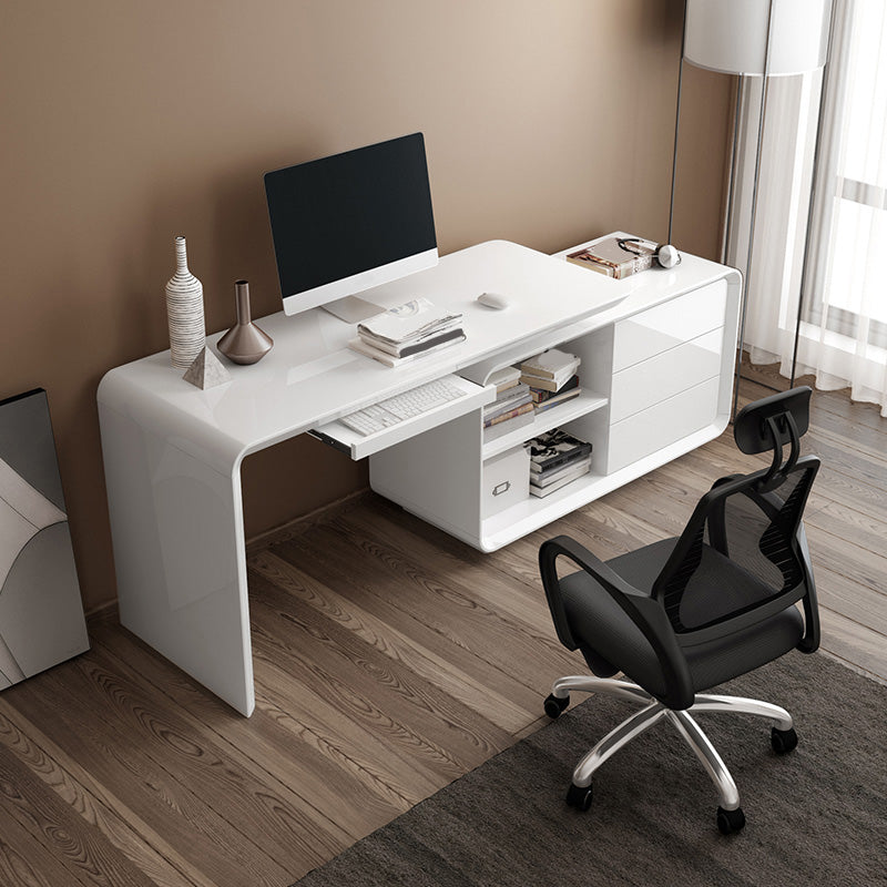 Modern Wood Computer Desk White Pedestal Writing Desk for Home 47"L x 22"W x 30"H Clearhalo 'furn' 'furn_office_desk' 'Furniture' 'Office Desks' 'Office Furniture' 'office_desk' 6027862
