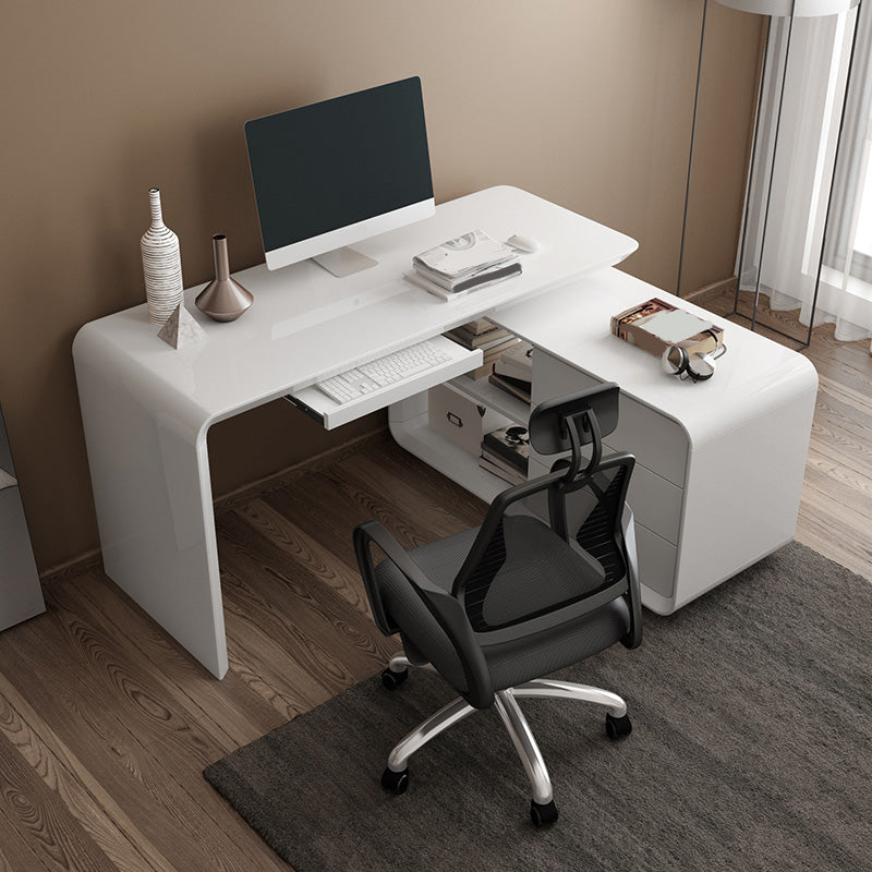 Modern Wood Computer Desk White Pedestal Writing Desk for Home Clearhalo 'furn' 'furn_office_desk' 'Furniture' 'Office Desks' 'Office Furniture' 'office_desk' 6027864