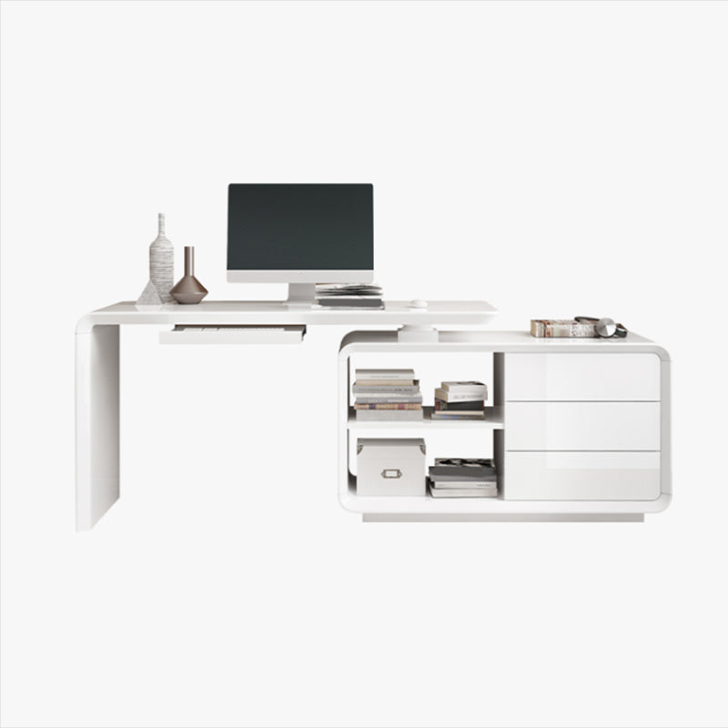 Modern Wood Computer Desk White Pedestal Writing Desk for Home Clearhalo 'furn' 'furn_office_desk' 'Furniture' 'Office Desks' 'Office Furniture' 'office_desk' 6027866