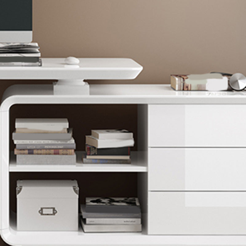 Modern Wood Computer Desk White Pedestal Writing Desk for Home Clearhalo 'furn' 'furn_office_desk' 'Furniture' 'Office Desks' 'Office Furniture' 'office_desk' 6027871