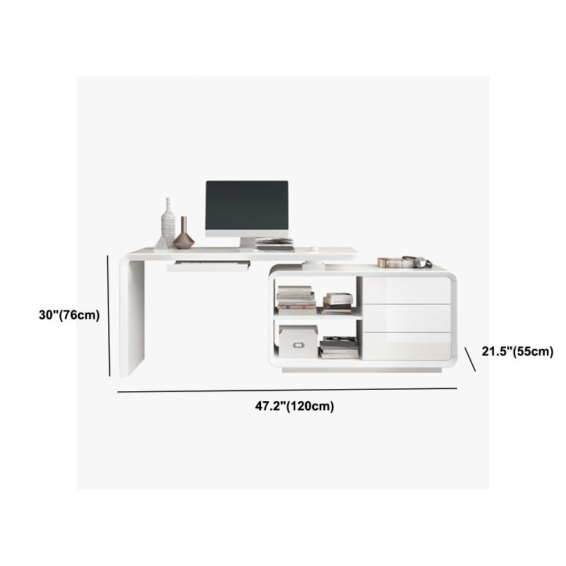 Modern Wood Computer Desk White Pedestal Writing Desk for Home Clearhalo 'furn' 'furn_office_desk' 'Furniture' 'Office Desks' 'Office Furniture' 'office_desk' 6027872