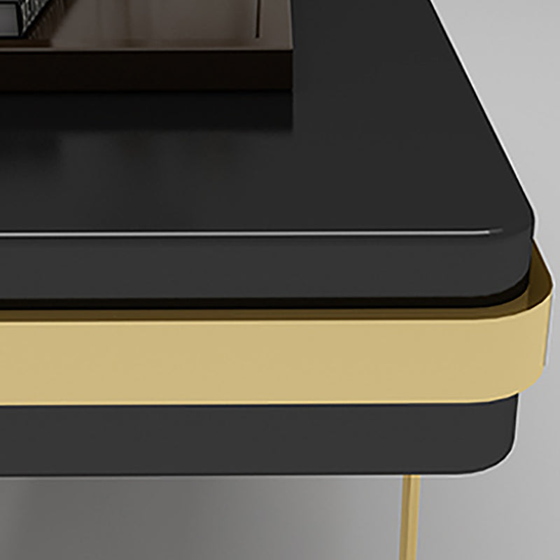 Glam Mirrored Marble Office Desk with Metal Legs Home or Office Desk