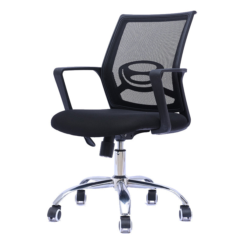 Contemporary Arm Chair Fixed Arms Mid-back Mesh Black Office Chair 1 Piece Clearhalo 'furn' 'furn_office_chair' 'Furniture' 'Office Chairs' 'Office Furniture' 'office_chair' 6027997