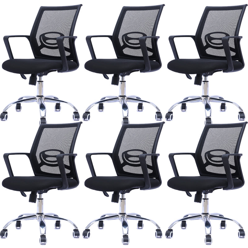 Contemporary Arm Chair Fixed Arms Mid-back Mesh Black Office Chair 6 Piece Set Clearhalo 'furn' 'furn_office_chair' 'Furniture' 'Office Chairs' 'Office Furniture' 'office_chair' 6028002