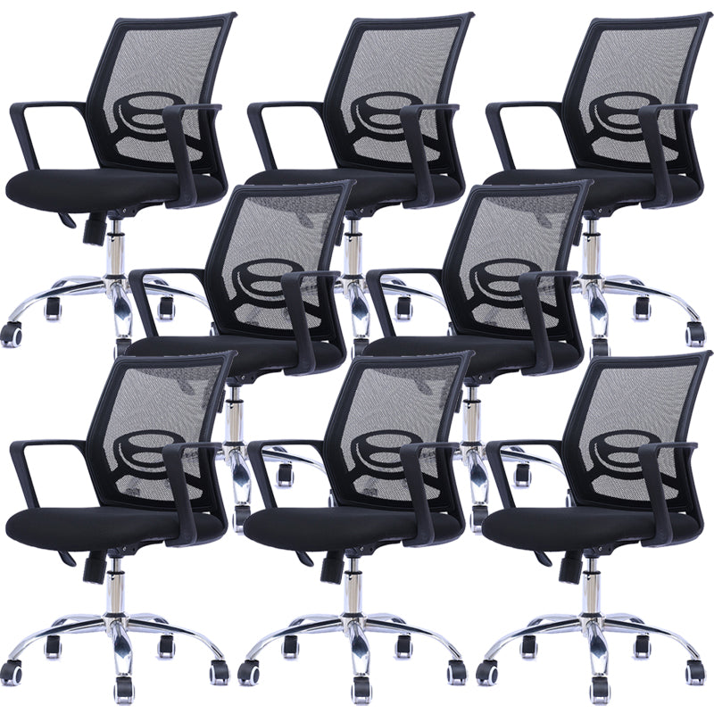 Contemporary Arm Chair Fixed Arms Mid-back Mesh Black Office Chair 8 Piece Set Clearhalo 'furn' 'furn_office_chair' 'Furniture' 'Office Chairs' 'Office Furniture' 'office_chair' 6028004