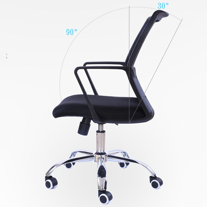 Contemporary Arm Chair Fixed Arms Mid-back Mesh Black Office Chair Clearhalo 'furn' 'furn_office_chair' 'Furniture' 'Office Chairs' 'Office Furniture' 'office_chair' 6028008