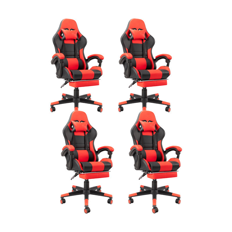 Modern Desk Chair Lether Gaming Chair High-Back Chair with Wheels 4 Piece Set Clearhalo 'furn' 'furn_office_chair' 'Furniture' 'Office Chairs' 'Office Furniture' 'office_chair' 6028098
