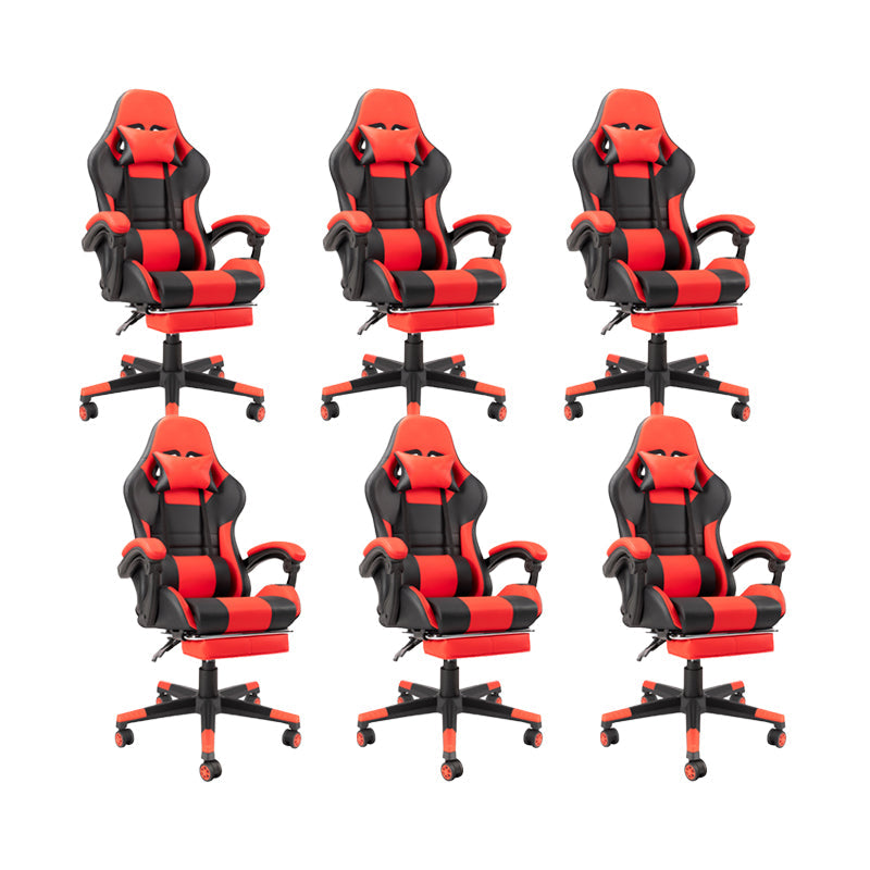 Modern Desk Chair Lether Gaming Chair High-Back Chair with Wheels 6 Piece Set Clearhalo 'furn' 'furn_office_chair' 'Furniture' 'Office Chairs' 'Office Furniture' 'office_chair' 6028100