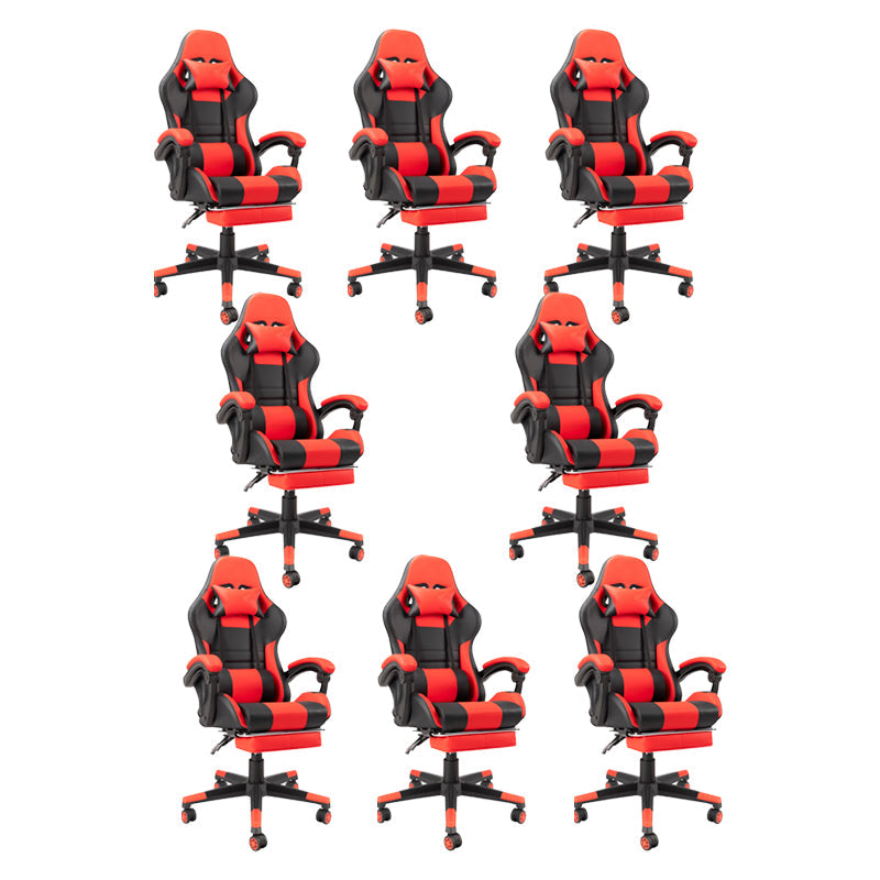 Modern Desk Chair Lether Gaming Chair High-Back Chair with Wheels 8 Piece Set Clearhalo 'furn' 'furn_office_chair' 'Furniture' 'Office Chairs' 'Office Furniture' 'office_chair' 6028102