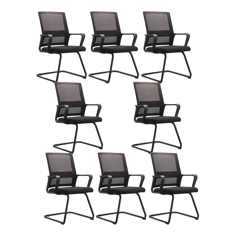 Contemporary Arm Chair Breathable AirGrid Upholstered Black Desk Chair 8 Piece Set Casters Not Included Clearhalo 'furn' 'furn_office_chair' 'Furniture' 'Office Chairs' 'Office Furniture' 'office_chair' 6028109