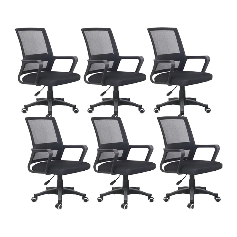 Contemporary Arm Chair Breathable AirGrid Upholstered Black Desk Chair 6 Piece Set Casters Included Clearhalo 'furn' 'furn_office_chair' 'Furniture' 'Office Chairs' 'Office Furniture' 'office_chair' 6028111