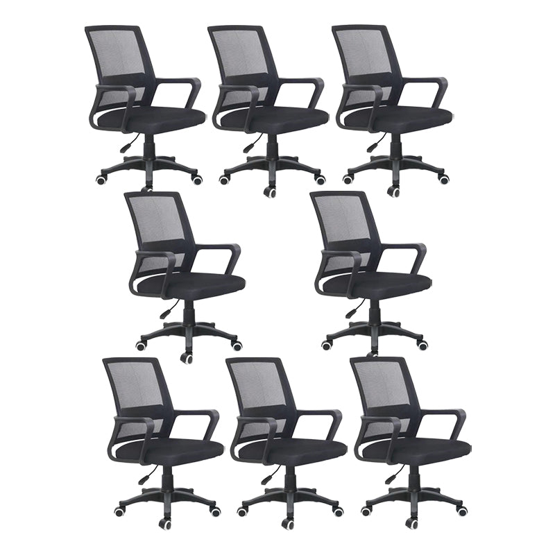 Contemporary Arm Chair Breathable AirGrid Upholstered Black Desk Chair 8 Piece Set Casters Included Clearhalo 'furn' 'furn_office_chair' 'Furniture' 'Office Chairs' 'Office Furniture' 'office_chair' 6028113