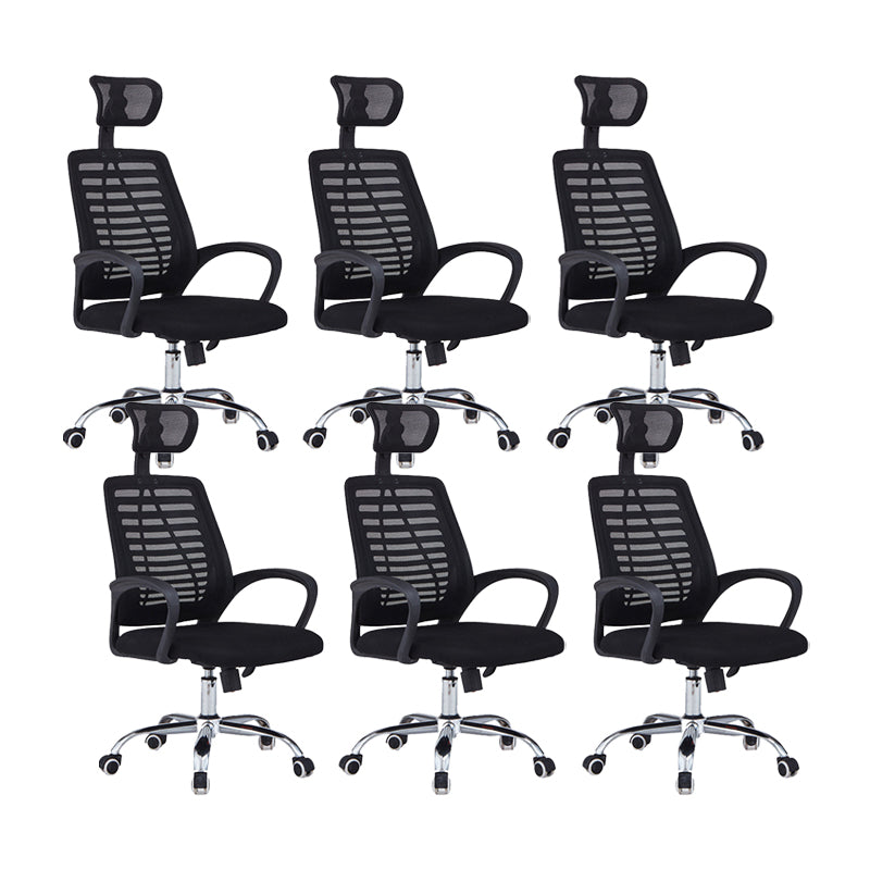 Contemporary Office Chair High Back Ergonomic Conference Chair Black 6 Piece Set Clearhalo 'furn' 'furn_office_chair' 'Furniture' 'Office Chairs' 'Office Furniture' 'office_chair' 6028213