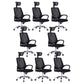 Contemporary Office Chair High Back Ergonomic Conference Chair Black 8 Piece Set Clearhalo 'furn' 'furn_office_chair' 'Furniture' 'Office Chairs' 'Office Furniture' 'office_chair' 6028215