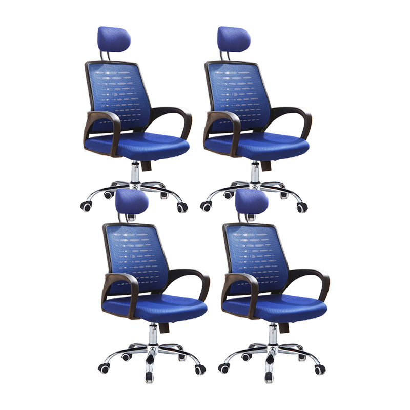 Contemporary Office Chair High Back Ergonomic Conference Chair Blue 4 Piece Set Clearhalo 'furn' 'furn_office_chair' 'Furniture' 'Office Chairs' 'Office Furniture' 'office_chair' 6028219