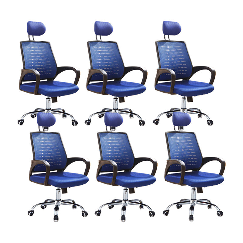 Contemporary Office Chair High Back Ergonomic Conference Chair Blue 6 Piece Set Clearhalo 'furn' 'furn_office_chair' 'Furniture' 'Office Chairs' 'Office Furniture' 'office_chair' 6028222
