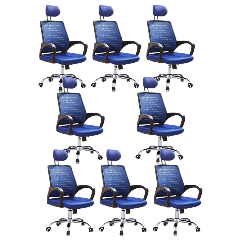 Contemporary Office Chair High Back Ergonomic Conference Chair Blue 8 Piece Set Clearhalo 'furn' 'furn_office_chair' 'Furniture' 'Office Chairs' 'Office Furniture' 'office_chair' 6028223