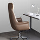 Sedia moderna con braccioli inclusi e rotelle, sedia da scrivania in pelle con schienale alto, colore nero/marrone