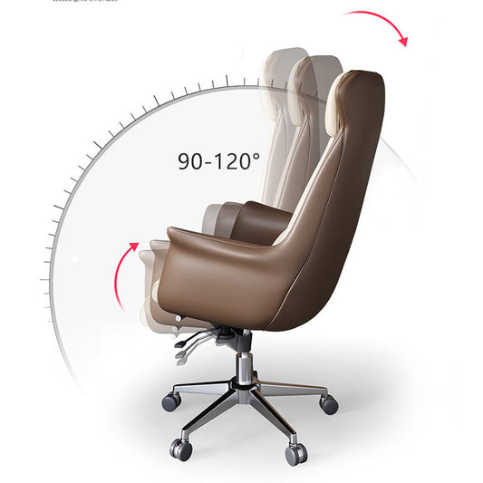 Armani moderni inclusi sedia con ruote sedia da scrivania in pelle ricca di schienale in nero/marrone