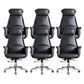 Sedia moderna con braccioli inclusi e rotelle, sedia da scrivania in pelle con schienale alto, colore nero/marrone