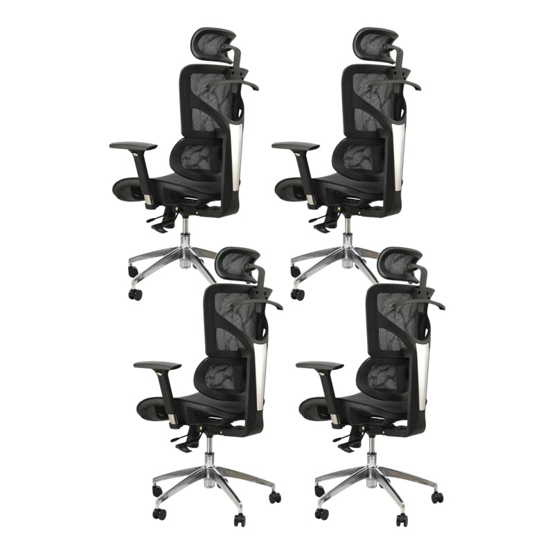 Contemporary Office Chair High-Back Adjustable Back Height Desk Chair Black 4 Piece Set Clearhalo 'furn' 'furn_office_chair' 'Furniture' 'Office Chairs' 'Office Furniture' 'office_chair' 6028342