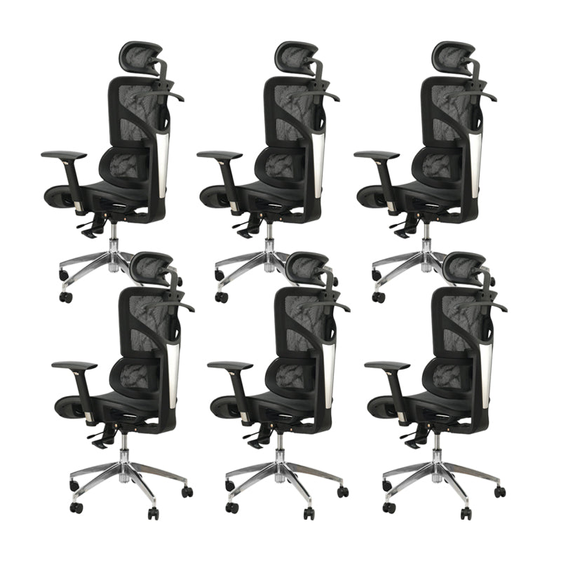 Contemporary Office Chair High-Back Adjustable Back Height Desk Chair Black 6 Piece Set Clearhalo 'furn' 'furn_office_chair' 'Furniture' 'Office Chairs' 'Office Furniture' 'office_chair' 6028344