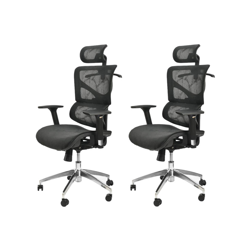 Contemporary Office Chair High-Back Adjustable Back Height Desk Chair Matte Black 2 Piece Set Clearhalo 'furn' 'furn_office_chair' 'Furniture' 'Office Chairs' 'Office Furniture' 'office_chair' 6028348