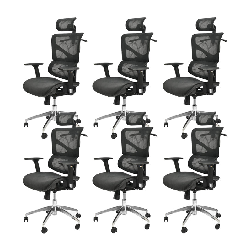 Contemporary Office Chair High-Back Adjustable Back Height Desk Chair Matte Black 6 Piece Set Clearhalo 'furn' 'furn_office_chair' 'Furniture' 'Office Chairs' 'Office Furniture' 'office_chair' 6028353