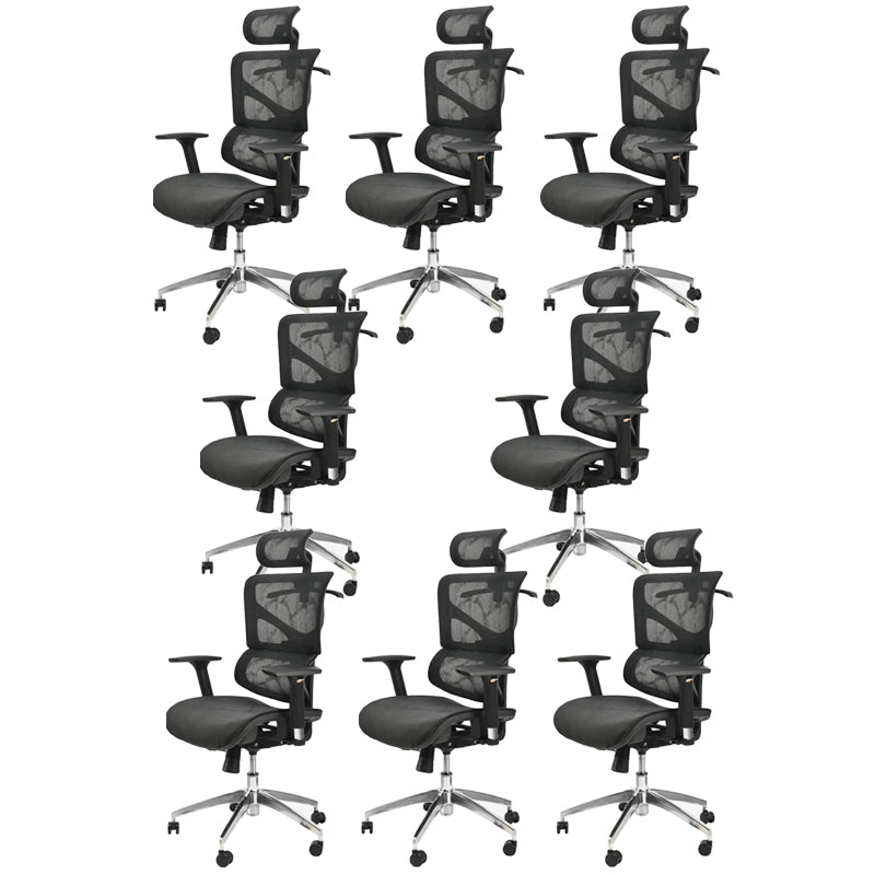 Contemporary Office Chair High-Back Adjustable Back Height Desk Chair Matte Black 8 Piece Set Clearhalo 'furn' 'furn_office_chair' 'Furniture' 'Office Chairs' 'Office Furniture' 'office_chair' 6028354