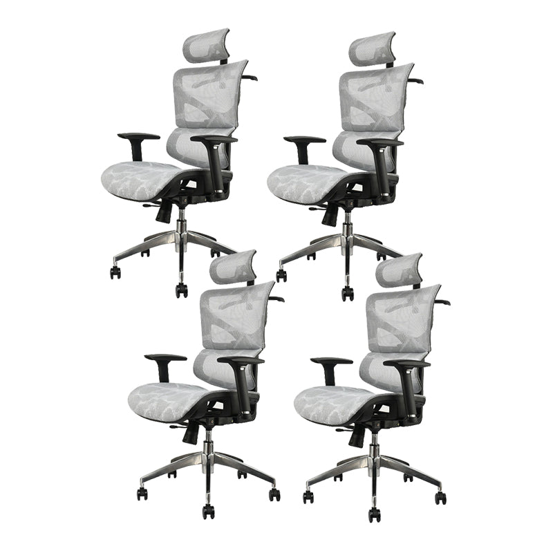 Contemporary Office Chair High-Back Adjustable Back Height Desk Chair Grey 4 Piece Set Clearhalo 'furn' 'furn_office_chair' 'Furniture' 'Office Chairs' 'Office Furniture' 'office_chair' 6028358