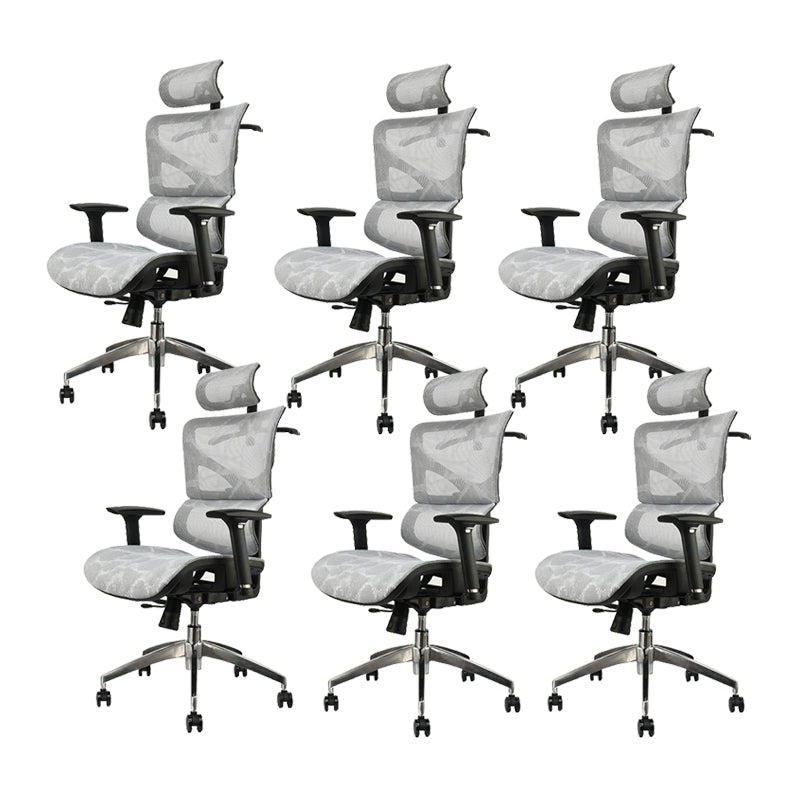 Contemporary Office Chair High-Back Adjustable Back Height Desk Chair Grey 6 Piece Set Clearhalo 'furn' 'furn_office_chair' 'Furniture' 'Office Chairs' 'Office Furniture' 'office_chair' 6028359