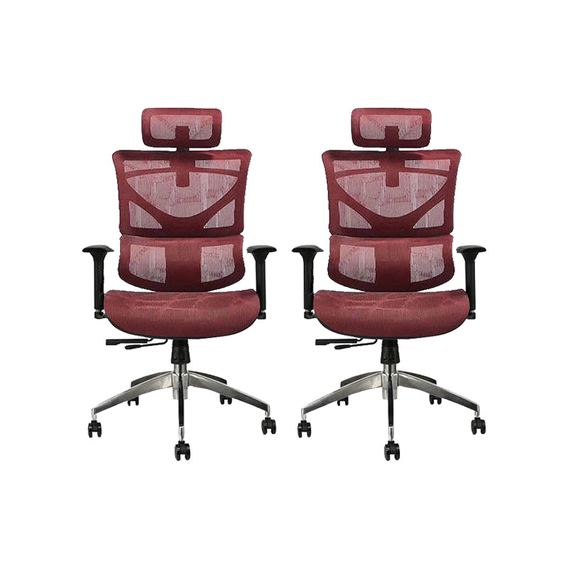 Contemporary Office Chair High-Back Adjustable Back Height Desk Chair Red 2 Piece Set Clearhalo 'furn' 'furn_office_chair' 'Furniture' 'Office Chairs' 'Office Furniture' 'office_chair' 6028361