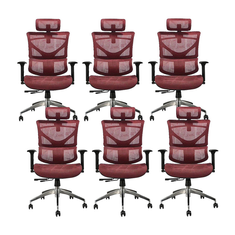Contemporary Office Chair High-Back Adjustable Back Height Desk Chair Red 6 Piece Set Clearhalo 'furn' 'furn_office_chair' 'Furniture' 'Office Chairs' 'Office Furniture' 'office_chair' 6028363