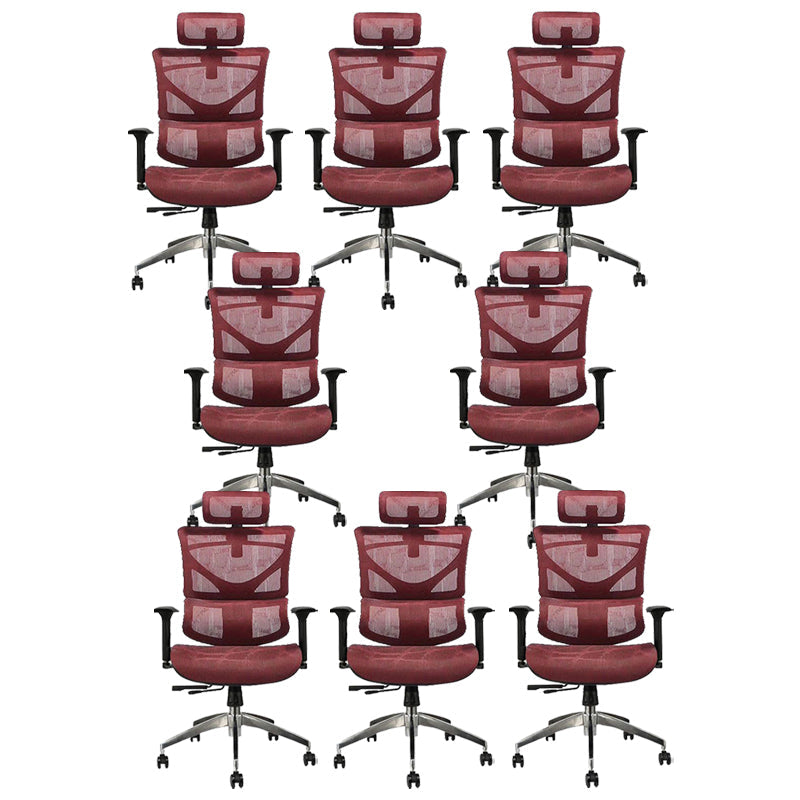 Contemporary Office Chair High-Back Adjustable Back Height Desk Chair Red 8 Piece Set Clearhalo 'furn' 'furn_office_chair' 'Furniture' 'Office Chairs' 'Office Furniture' 'office_chair' 6028364