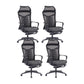 Fixed Arms Swivel Chair Microfiber Desk High Back Chair Wheels Lumbar Support