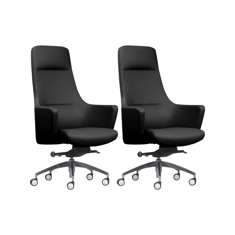 Faux Leather Managers Chair Arms Included Executive Chair for Office Black 2 Piece Set Clearhalo 'furn' 'furn_office_chair' 'Furniture' 'Office Chairs' 'Office Furniture' 'office_chair' 6028430