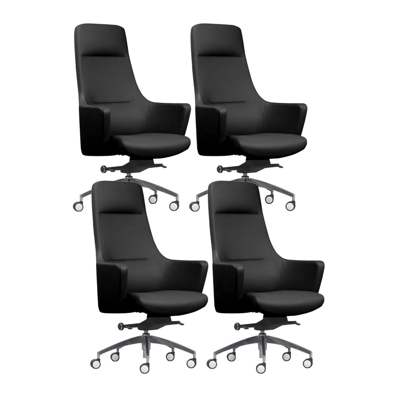Faux Leather Managers Chair Arms Included Executive Chair for Office Black 4 Piece Set Clearhalo 'furn' 'furn_office_chair' 'Furniture' 'Office Chairs' 'Office Furniture' 'office_chair' 6028433