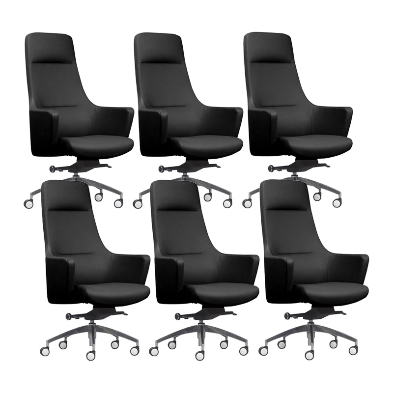Faux Leather Managers Chair Arms Included Executive Chair for Office Black 6 Piece Set Clearhalo 'furn' 'furn_office_chair' 'Furniture' 'Office Chairs' 'Office Furniture' 'office_chair' 6028434