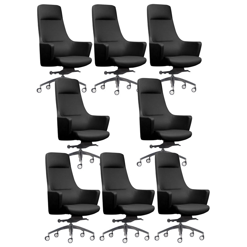 Faux Leather Managers Chair Arms Included Executive Chair for Office Black 8 Piece Set Clearhalo 'furn' 'furn_office_chair' 'Furniture' 'Office Chairs' 'Office Furniture' 'office_chair' 6028437
