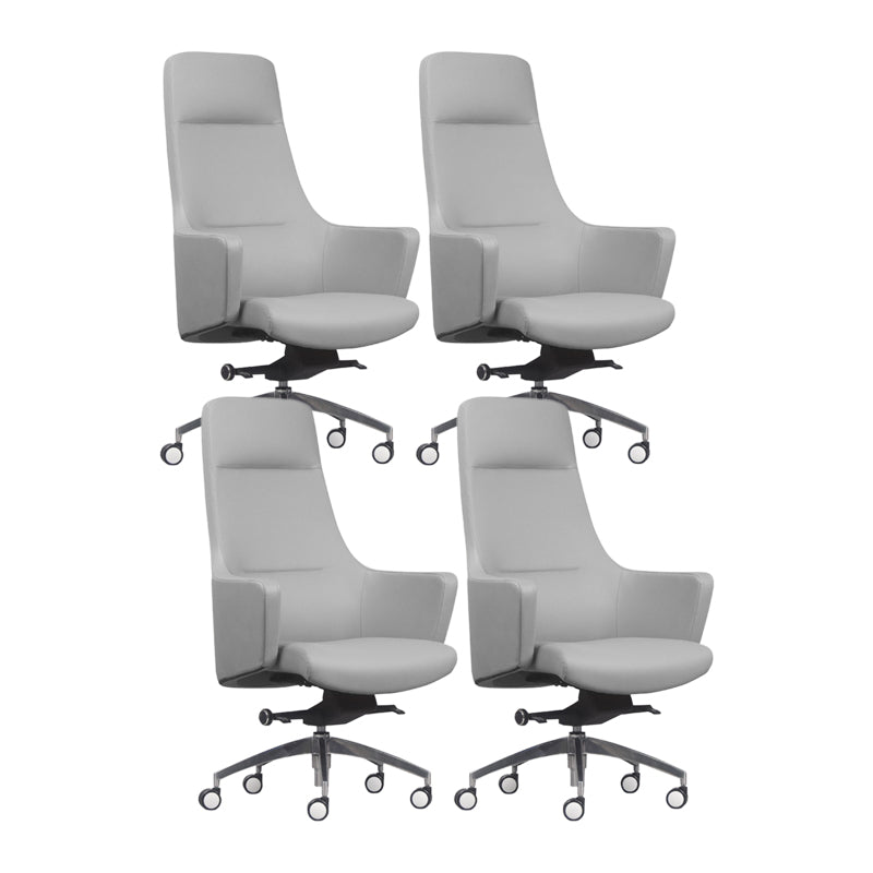 Faux Leather Managers Chair Arms Included Executive Chair for Office Grey 4 Piece Set Clearhalo 'furn' 'furn_office_chair' 'Furniture' 'Office Chairs' 'Office Furniture' 'office_chair' 6028443