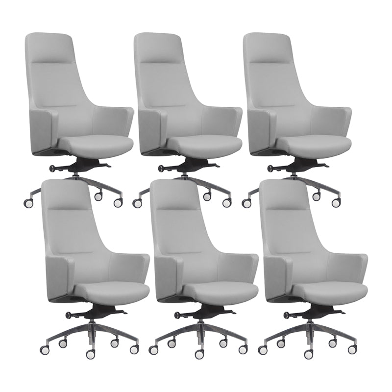 Faux Leather Managers Chair Arms Included Executive Chair for Office Grey 6 Piece Set Clearhalo 'furn' 'furn_office_chair' 'Furniture' 'Office Chairs' 'Office Furniture' 'office_chair' 6028444