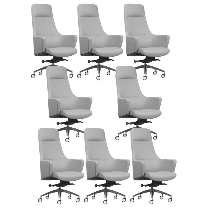 Faux Leather Managers Chair Arms Included Executive Chair for Office Grey 8 Piece Set Clearhalo 'furn' 'furn_office_chair' 'Furniture' 'Office Chairs' 'Office Furniture' 'office_chair' 6028446