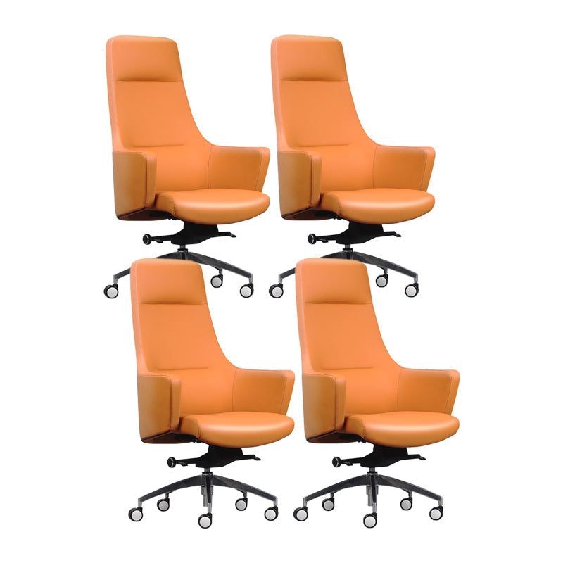 Faux Leather Managers Chair Arms Included Executive Chair for Office Khaki 4 Piece Set Clearhalo 'furn' 'furn_office_chair' 'Furniture' 'Office Chairs' 'Office Furniture' 'office_chair' 6028448