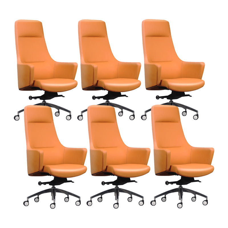 Faux Leather Managers Chair Arms Included Executive Chair for Office Khaki 6 Piece Set Clearhalo 'furn' 'furn_office_chair' 'Furniture' 'Office Chairs' 'Office Furniture' 'office_chair' 6028449