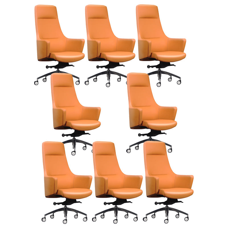 Faux Leather Managers Chair Arms Included Executive Chair for Office Khaki 8 Piece Set Clearhalo 'furn' 'furn_office_chair' 'Furniture' 'Office Chairs' 'Office Furniture' 'office_chair' 6028450