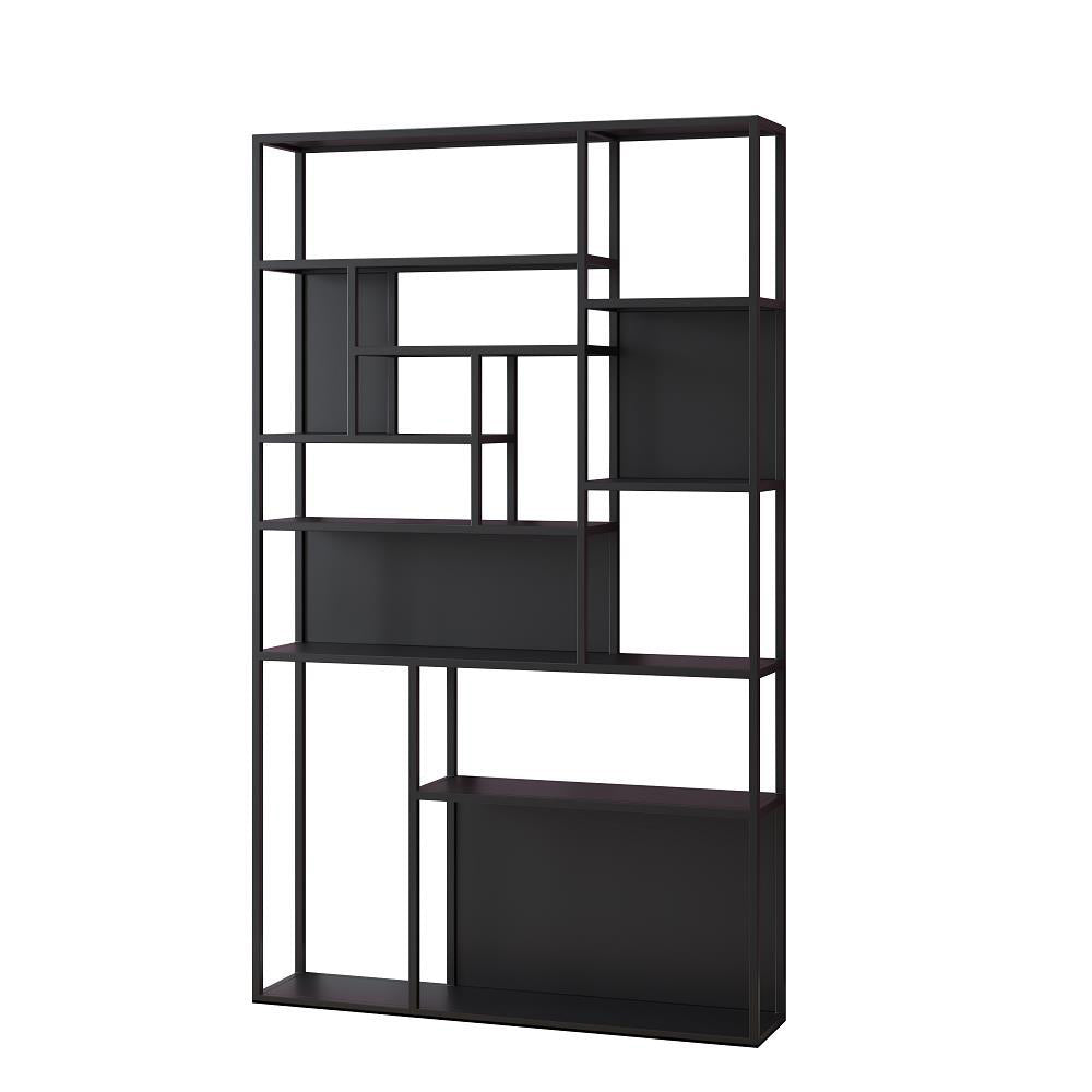 Gold and Black Floor Book Shelf Open Shelf Bookcase with Shelves Clearhalo 'Bookcases' 'furn' 'furn_bookcases' 'Furniture' 'Office Furniture' 6028682