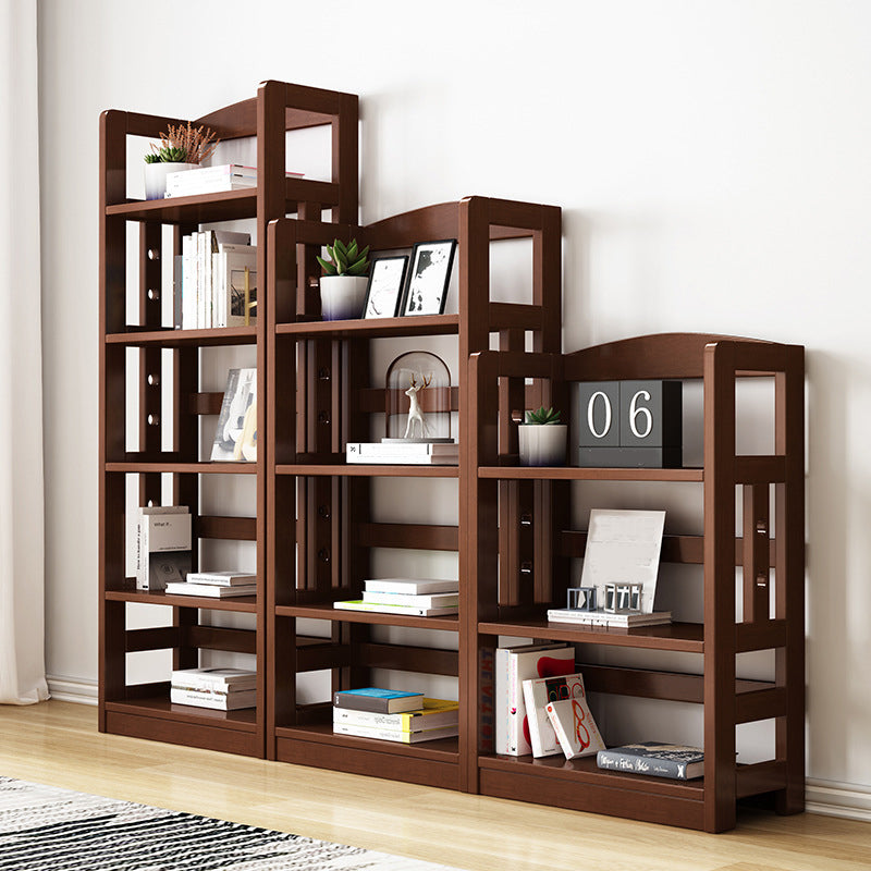Rubber Wood Modern Bookcase Open Shelf Rectangular Bookcase for Study 11"W