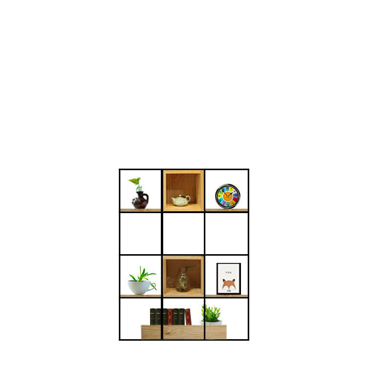 Modern Solid Wood Bookshelf Metal Etagere Bookshelf Open Back 9.8" W 35.4"L x 9.8"W x 47.2"H Clearhalo 'Bookcases' 'furn' 'furn_bookcases' 'Furniture' 'Office Furniture' 6028800