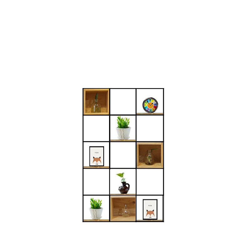 Modern Solid Wood Bookshelf Metal Etagere Bookshelf Open Back 9.8" W 35"L x 10"W x 59"H Clearhalo 'Bookcases' 'furn' 'furn_bookcases' 'Furniture' 'Office Furniture' 6028801